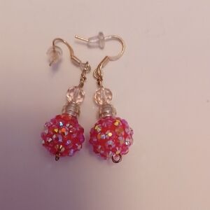 Sparkling Pink Bead Drop Earrings for Women/ 3 prs for 20.00